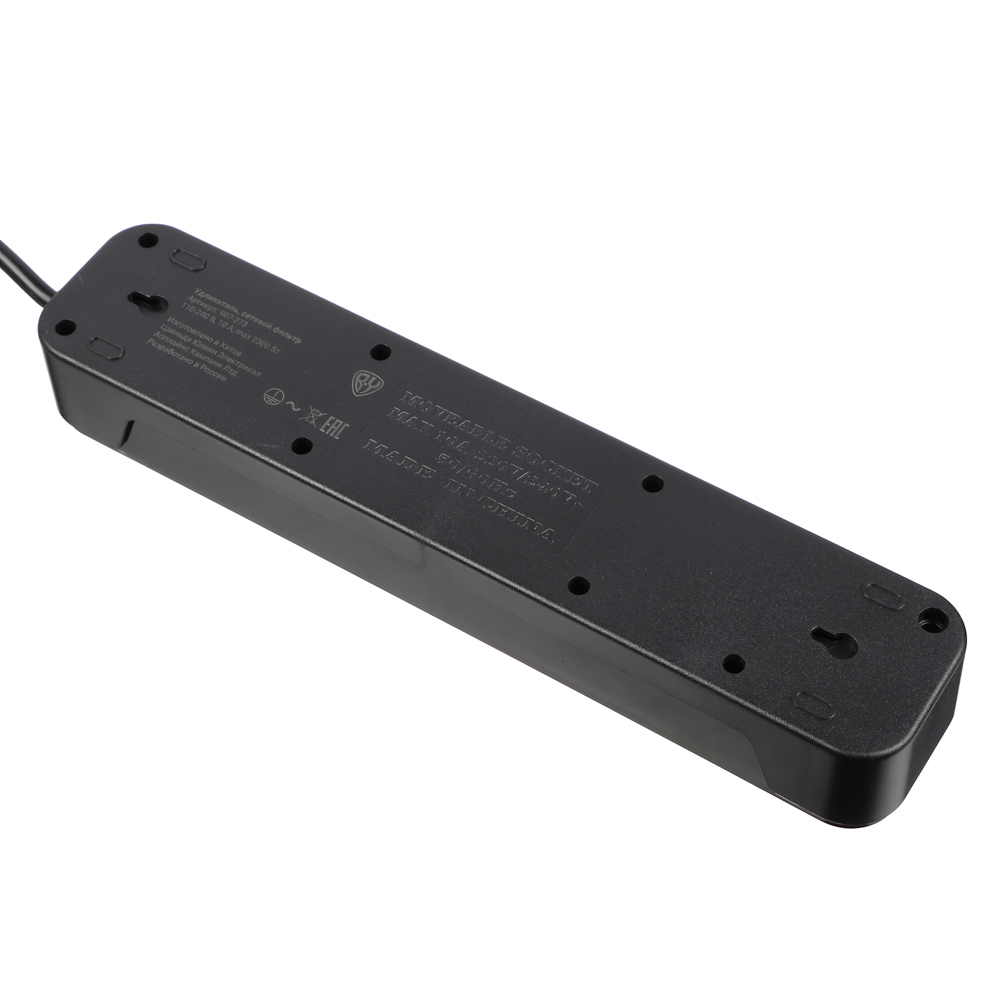 BY Удлинитель 3 м, 4 гнезда с зазем. + 2USB+ 1type C с защ., с выкл. черн. карбон сеч провода 1мм - #6