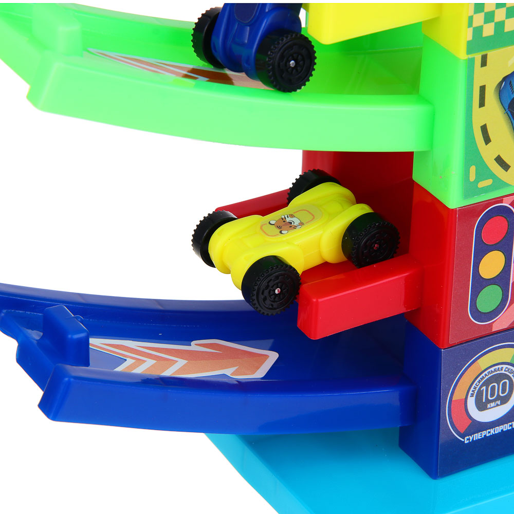 ИГРОЛЕНД Автотрек "Гонки", пластик, 4 машинки, 21,5х22х5 см - #6