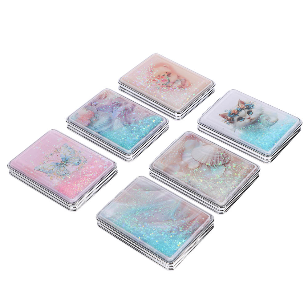 ЮНИLOOK Зеркало карманное, пластик, стекло, 8х5,8см, 6-12 дизайнов - #2