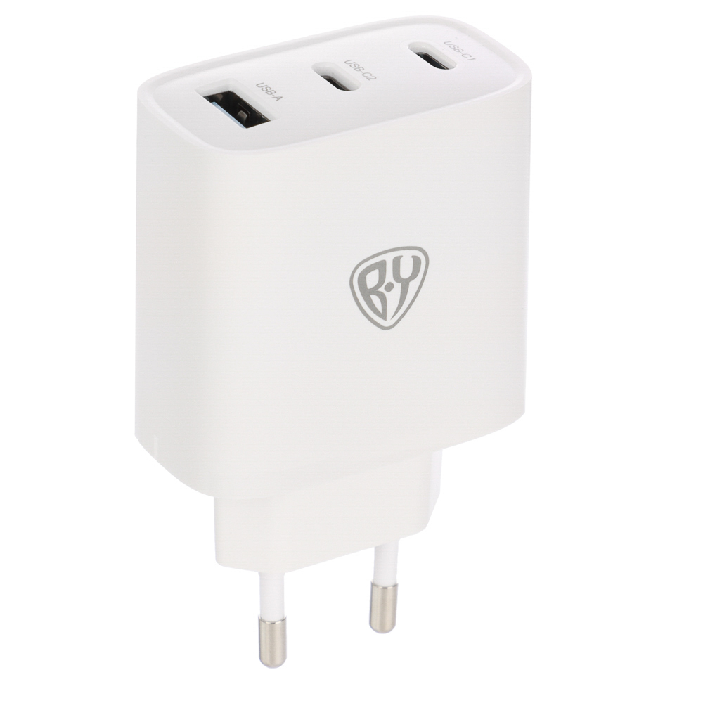 BY Сетевое зарядное устройство Smart 40Вт,2*USB-C, 1*USB-A, QC,PD,PPS,110-240В,50-60Гц,пластик,белый - #3