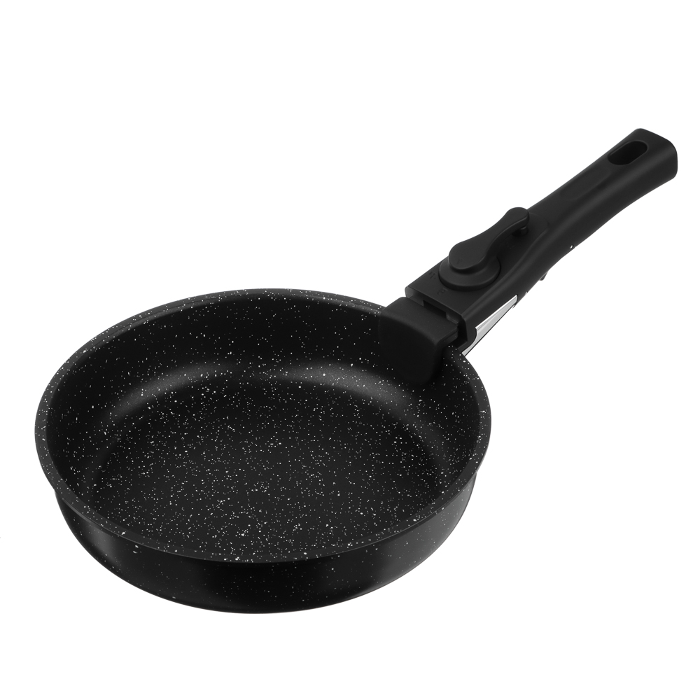 SATOSHI Анси Наб. посуды 3пр, сковорода 20см, ковш 16см/1,7л +съем. ручка, а/п покр. мрамор, индук. - #4