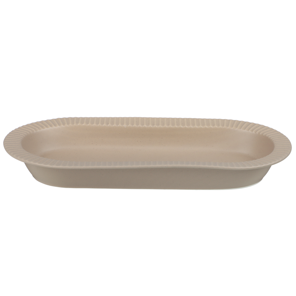 Блюдо овальное Лусия тм MILLIMI, 31,5х14,5см, фарфор, кофейный - #1