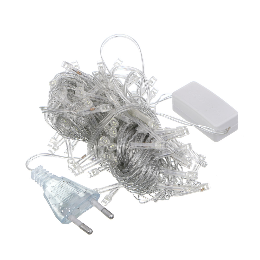 СНОУ БУМ Гирлянда эл. вьюн 9м, 100 LED, белый, пост. свечение, ПВХ прозр., 220В - #2