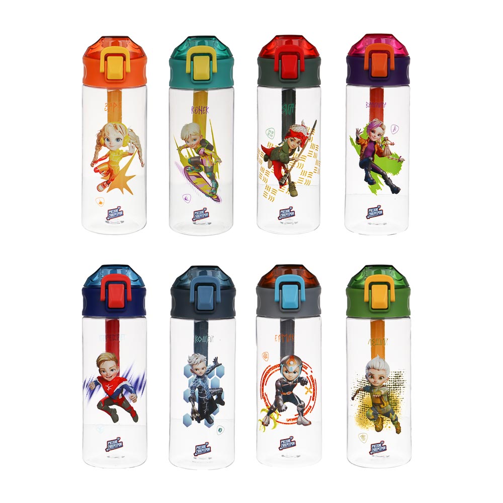 Бутылка спортивная тм BY Русские Супергерои, 7,3x21,3см, 600мл, PC, PP, 8 дизайнов - #1
