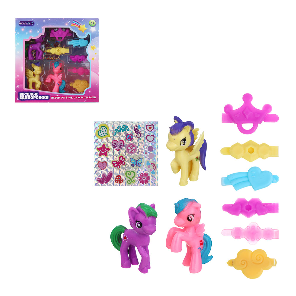 ИГРОЛЕНД Набор фигурок "Веселые единорожки" с акс, ABS, PP, 13х5х13 см, 2 дизайна - #1