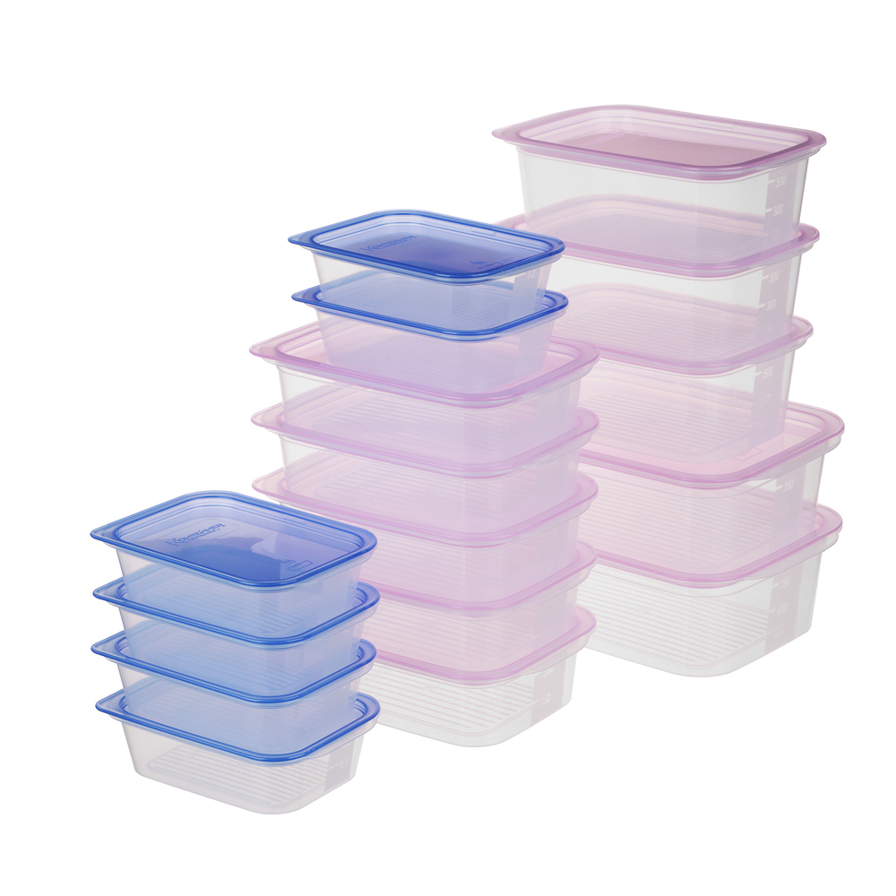 Набор контейнеров пищевых 16шт: 0,23л х 6шт, 0,49л х 5шт, 0,66л х 3шт, 1,1л х 2шт, пластик - #2