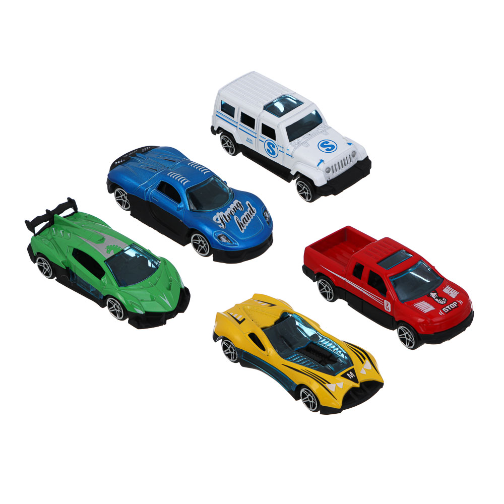 ИГРОЛЕНД Городской автовоз с треком, 5 машин, дорожные знаки, ABS, металл, 46,5х13х21 см - #10