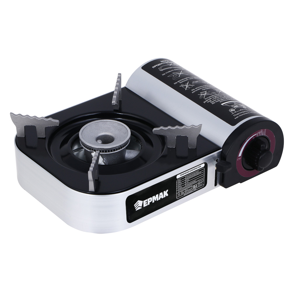 ЕРМАК Плитка газовая с цанговым захватом, переходник, кейс, алюминий, 25х20х7,7см - #1