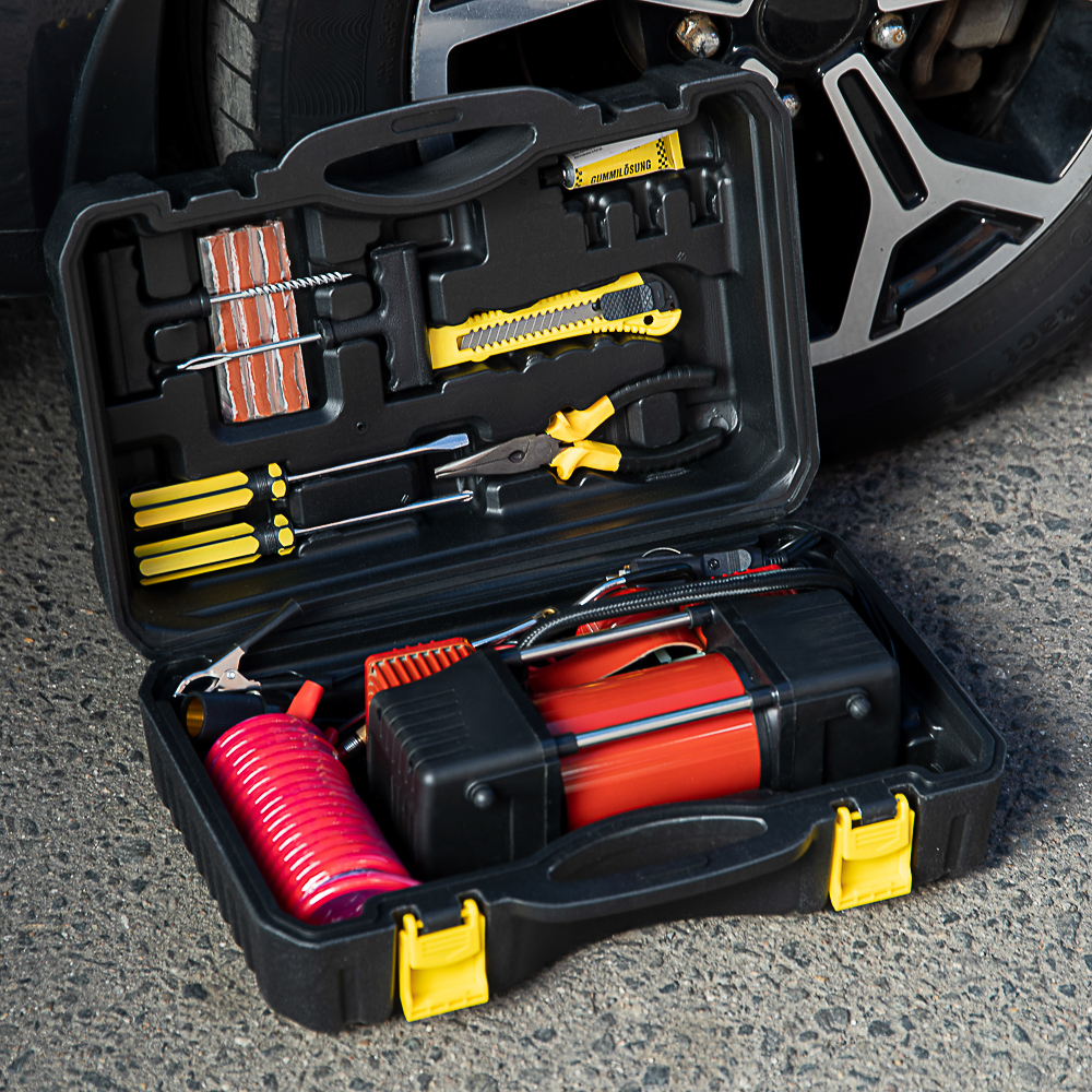 ЕРМАК Набор 12 предметов с 2-х поршневым компрессором 12В, 60л/мин, 180Вт - #16