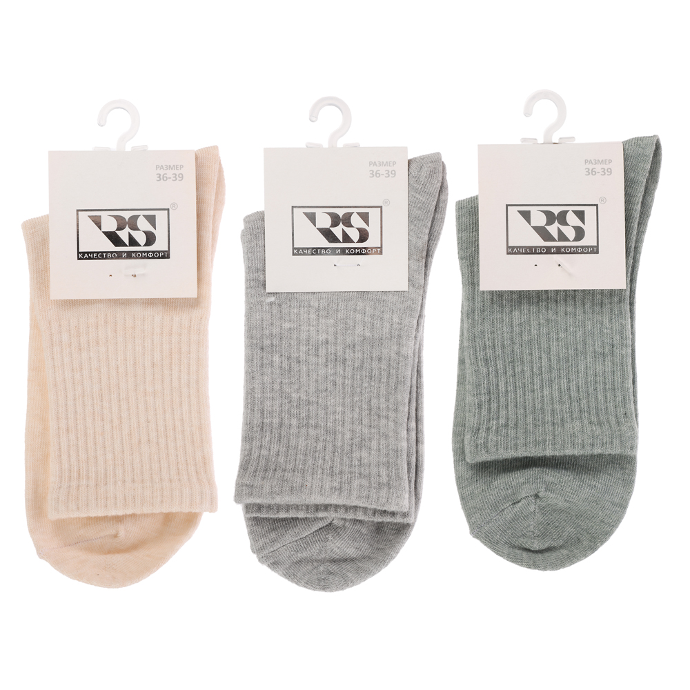 RS Носки женские классические укороченные, р. 36-39, 78% хлопок, 20% спандекс, 2% латекс, R86 - #6