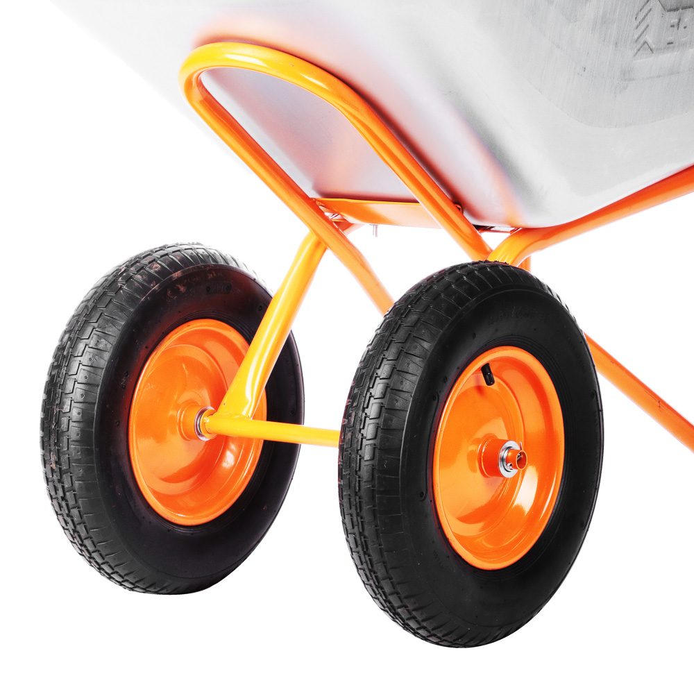 ЕРМАК Тачка строительная, двухколёсная, усиленная, грузоподъемность 320кг, сталь/оцинк 0,8 мм, 110л - #3