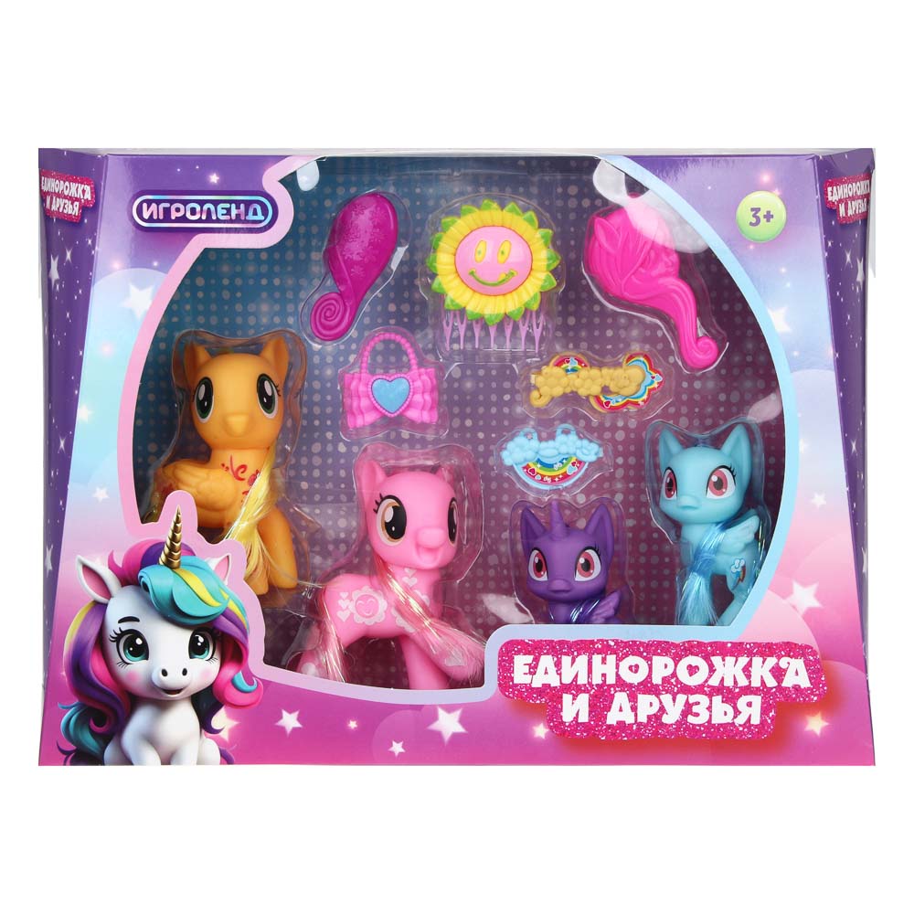 ИГРОЛЕНД Игровой набор фигурок с акс.,"Единорожка и друзья", PP, PVC, 35х6х25 см - #2