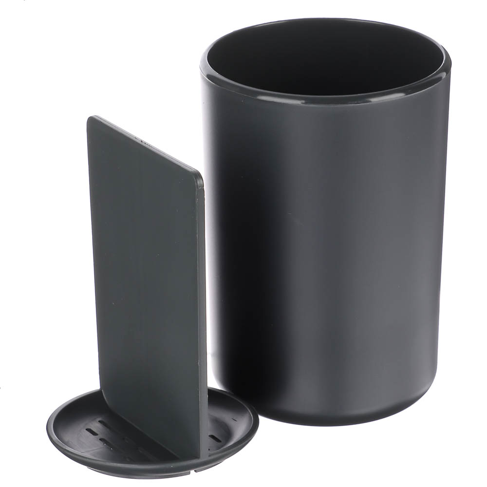 Стакан для зубных щеток Flux, 250мл, черный графит, 7,5х7,5х11см - #3