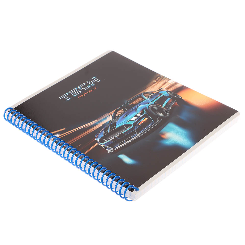 Тетрадь общая, 96 листов, в клетку, БЕЛЫЕ ЛИСТЫ, обл.мел. картон, спираль, микс - #3