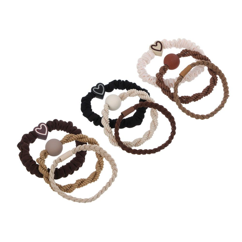 ЮНИLOOK Резинки для волос 3шт, d5,5см, полиэстер, пластик, 3 цветовых сочетания, ACS-109 - #1