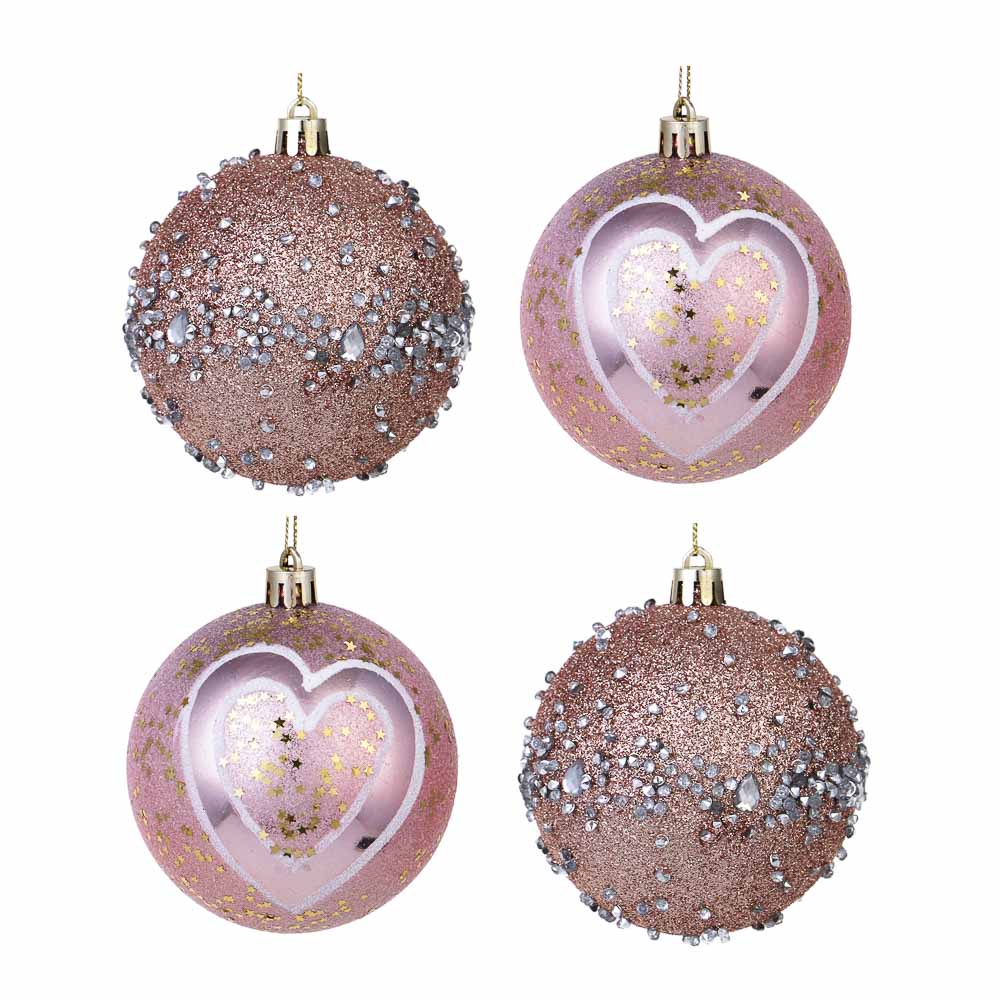 СНОУ БУМ Набор шаров 8 см, 4 шт, розовый, 26-181 - #1