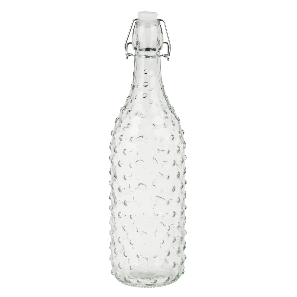 Бутылка для воды с пробкой 8x30см 1000мл, стекло, пластик - #1