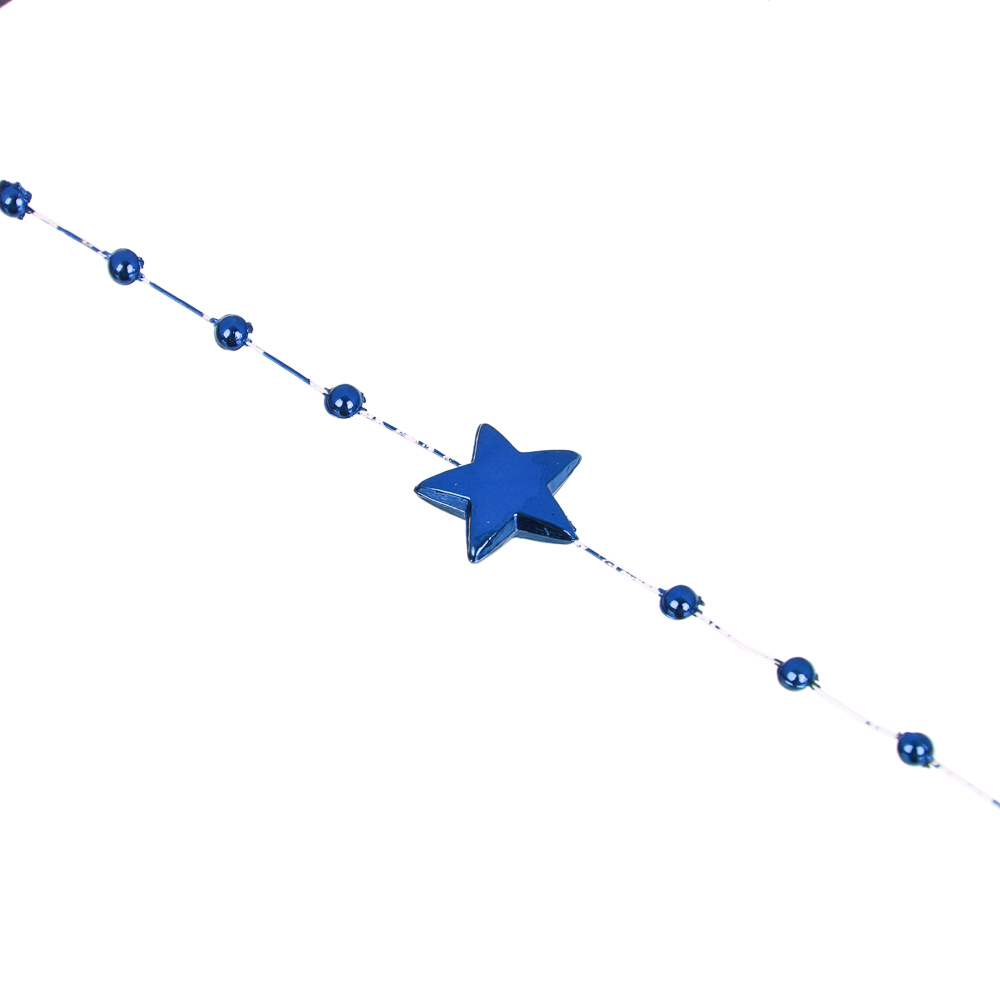 СНОУ БУМ Бусы декоративные, шары и звезды, 200см, пластик, цвет синий (А06) - #2