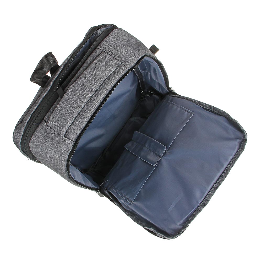 Рюкзак универсальный 42x30x13,5см, 2 отд, 1 карм., отделка прорезин.мат., USB, ПЭ под ткань,чер/сер. - #5