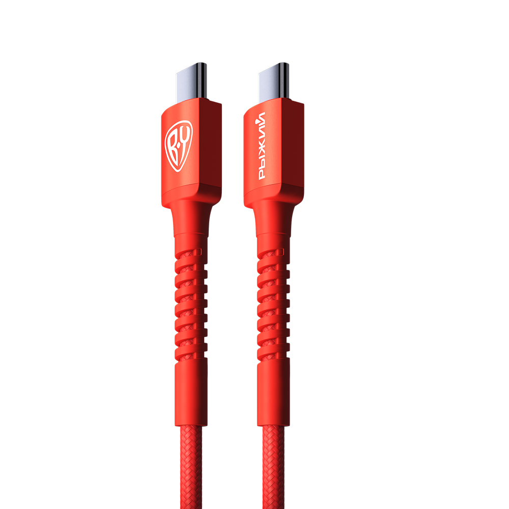 BY Рыжий Кабель для зарядки XXL Type-C-Type-C, 1,5м, Быстрая зарядка 3А, PD 65W, тканевый, оранж. - #3