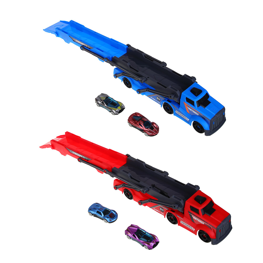 ИГРОЛЕНД Автовоз трек с запуском, РР, АБС, 28,5х8х10,5 см, 3 дизайна - #3