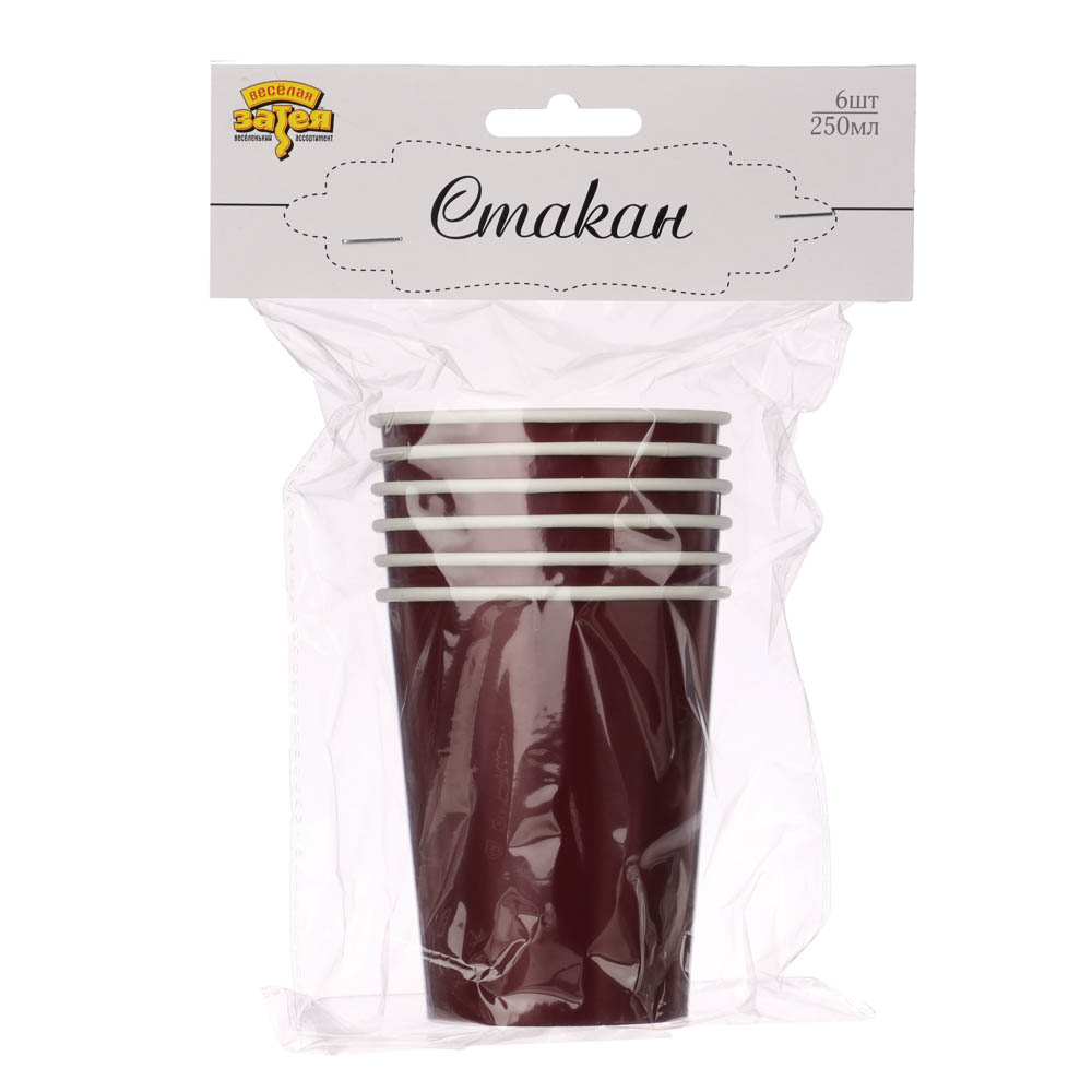 Стакан бордовый, персиковый в асс 250мл 6шт/G - #5