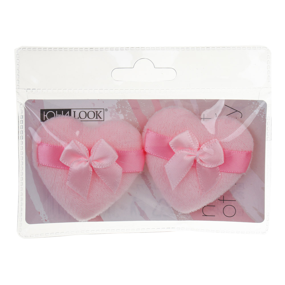 ЮНИLOOK Спонж-пуховка в виде сердца, 2 шт, полиэстер, ППУ, 4,5х4,7см, 3 цвета - #6