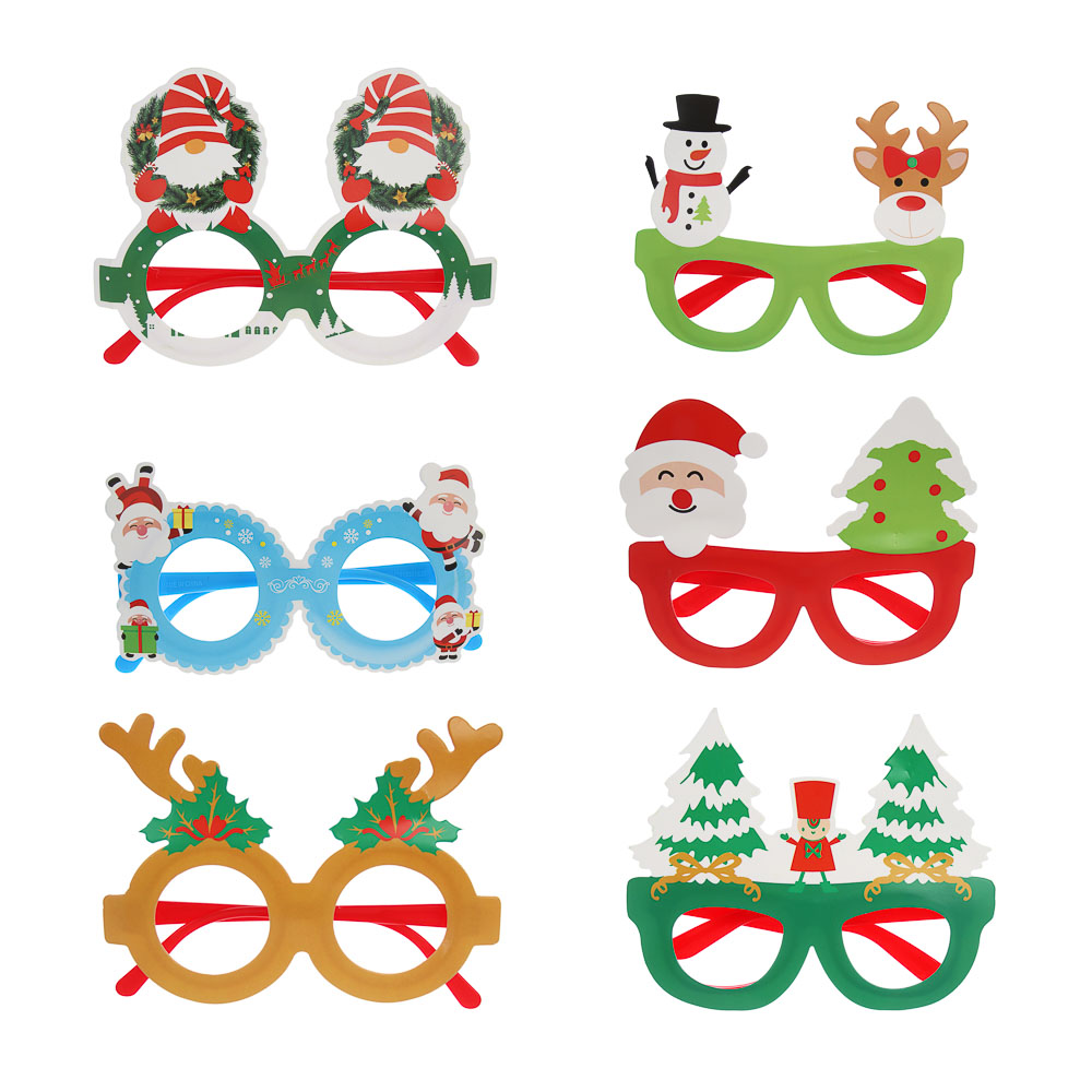 СНОУ БУМ Очки новогодние, пластик, картон, 14см, 6 дизайнов - #1