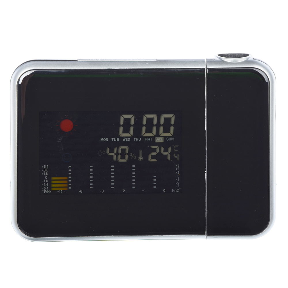 Проекционные часы-будильник, пластик, 15х11х2,7 см, 2хААA, 2 цвета - #7