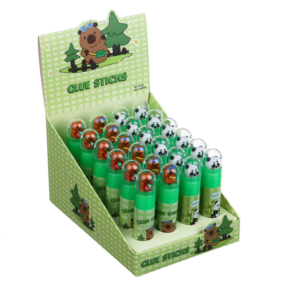 Клей-карандаш 8гр, ПВА, "Панда/Капибара", микс 3 дизайна, шоу-бокс - #7