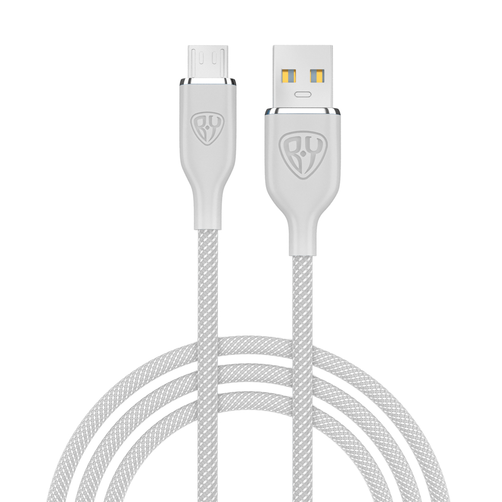 BY Кабель для зарядки Elite Micro USB, 3А, 1м, Быстрая зарядка QC3.0, 100см, серый - #1