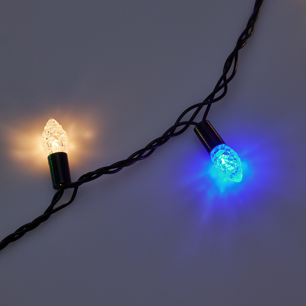 СНОУ БУМ Гирлянда эл. нить с насадкой шишка 10м, 100LED, мульти, 8 реж, ПВХ черный, 220В - #7