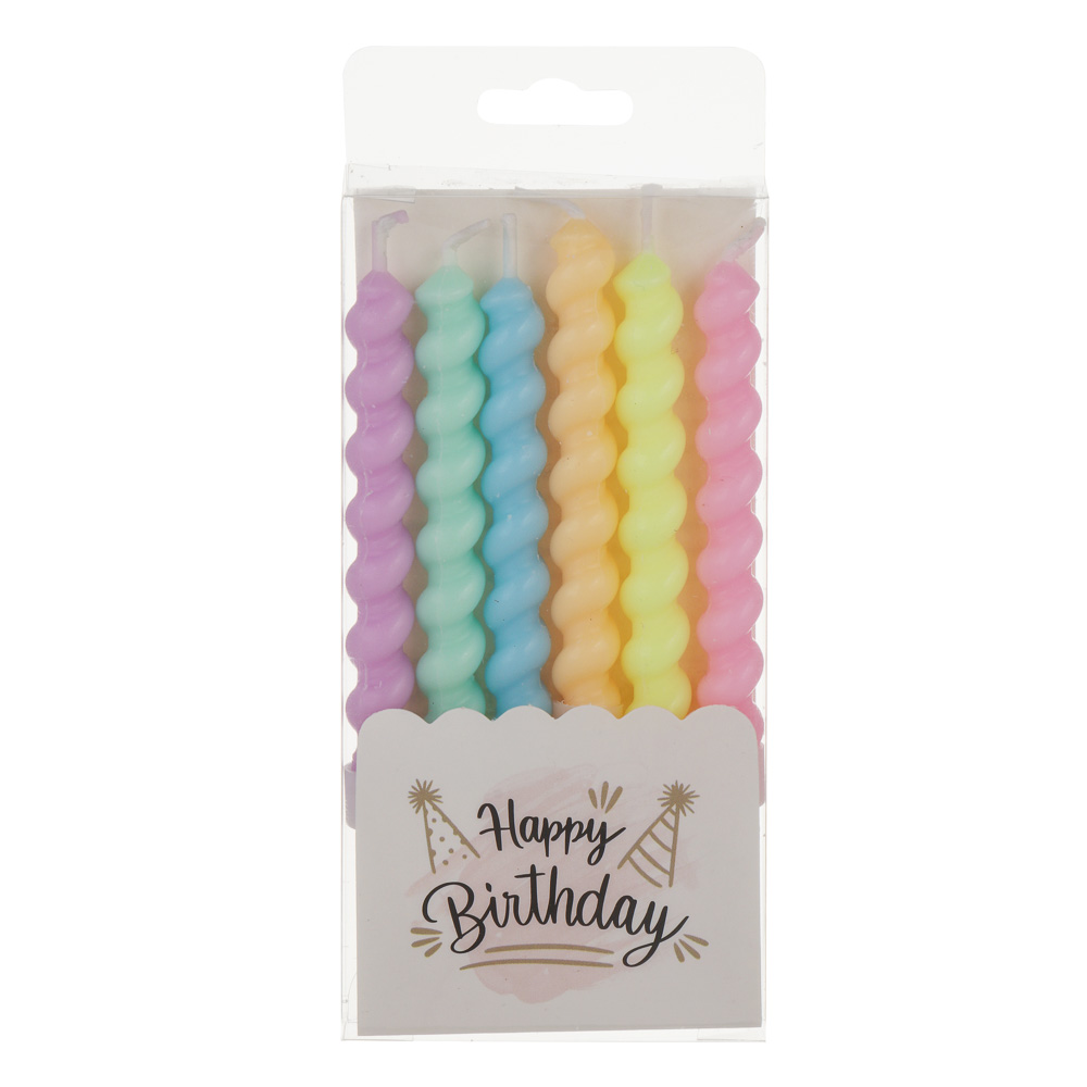 Набор свечей витых для торта тм Fntastic, 6 шт, 7,5 см, парафин, микс - #6