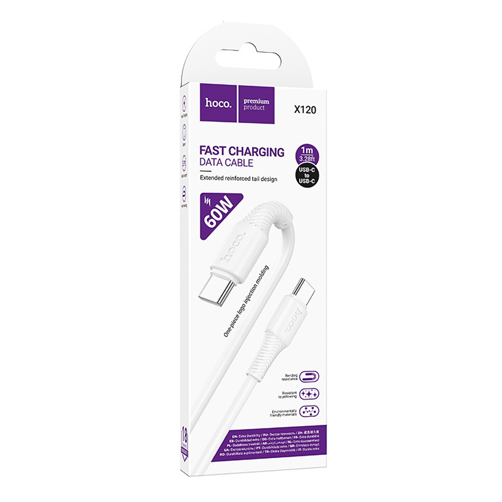 hoco. Кабель для зарядки модель X120, 60W С-С 1м, цвет: белый - #2