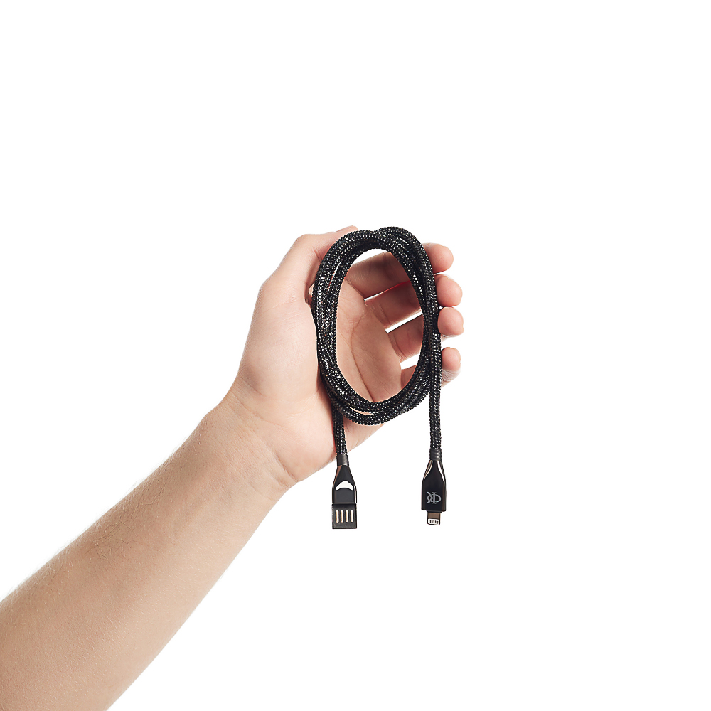 BY Ф.Киркоров Кабель для зарядки КРИСТАЛЛЫ iP, 1м, Быстрая зарядка 2.4А, 12W, черный - #16