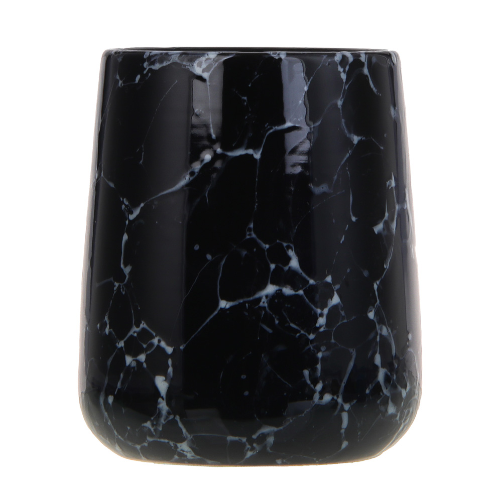 VETTA Стакан для ванной комнаты, 400 мл, 10,5x9x9 см, керамика, "Космос", мрамор черный - #2