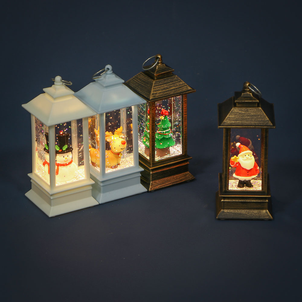 СНОУ БУМ Светильник LED в виде фонаря со снегом, 5,5x5,5х13см, PC, ABS, вода, 3хLR44, 1реж.,4диз. - #7