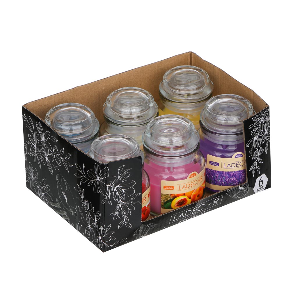 LADECOR Свеча ароматическая в стеклянном подсвечнике с крышкой, парафин, свеча 6x8,7 см, 6 цветов - #4