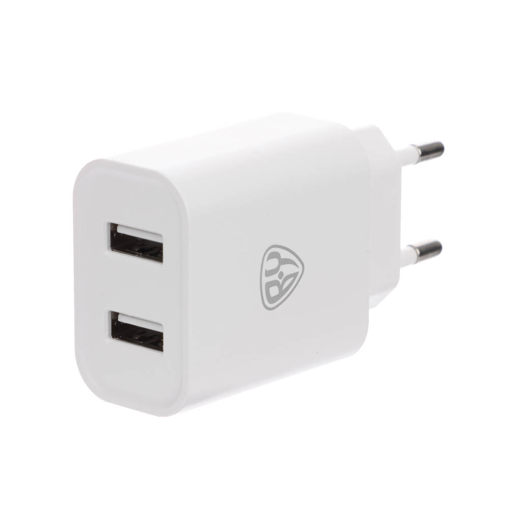 BY Сетевое зарядное устройство Double 10Вт, 2xUSB, 2А, 5В,110-240В, 50-60Гц, пластик белый - #4