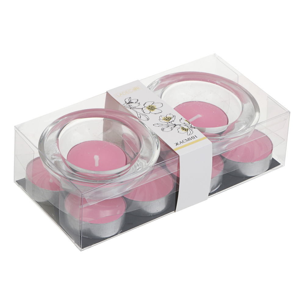 LADECOR Набор ароматических свечей с подсвечниками, (10+2), стекло, парафин, 4 аромата - #2