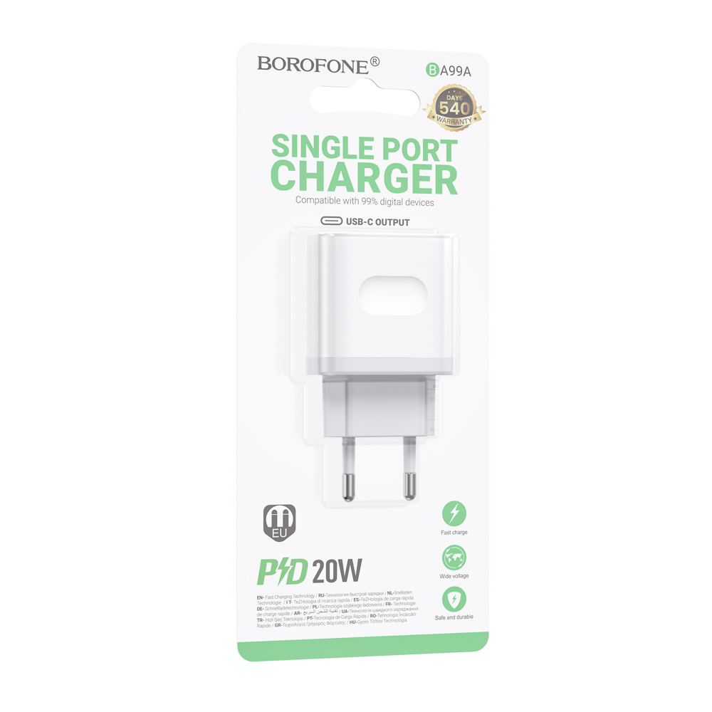 Сетевое зарядное устройство BOROFONE модель BA99A, USB-C PD 20 W, цвет: белый - #2