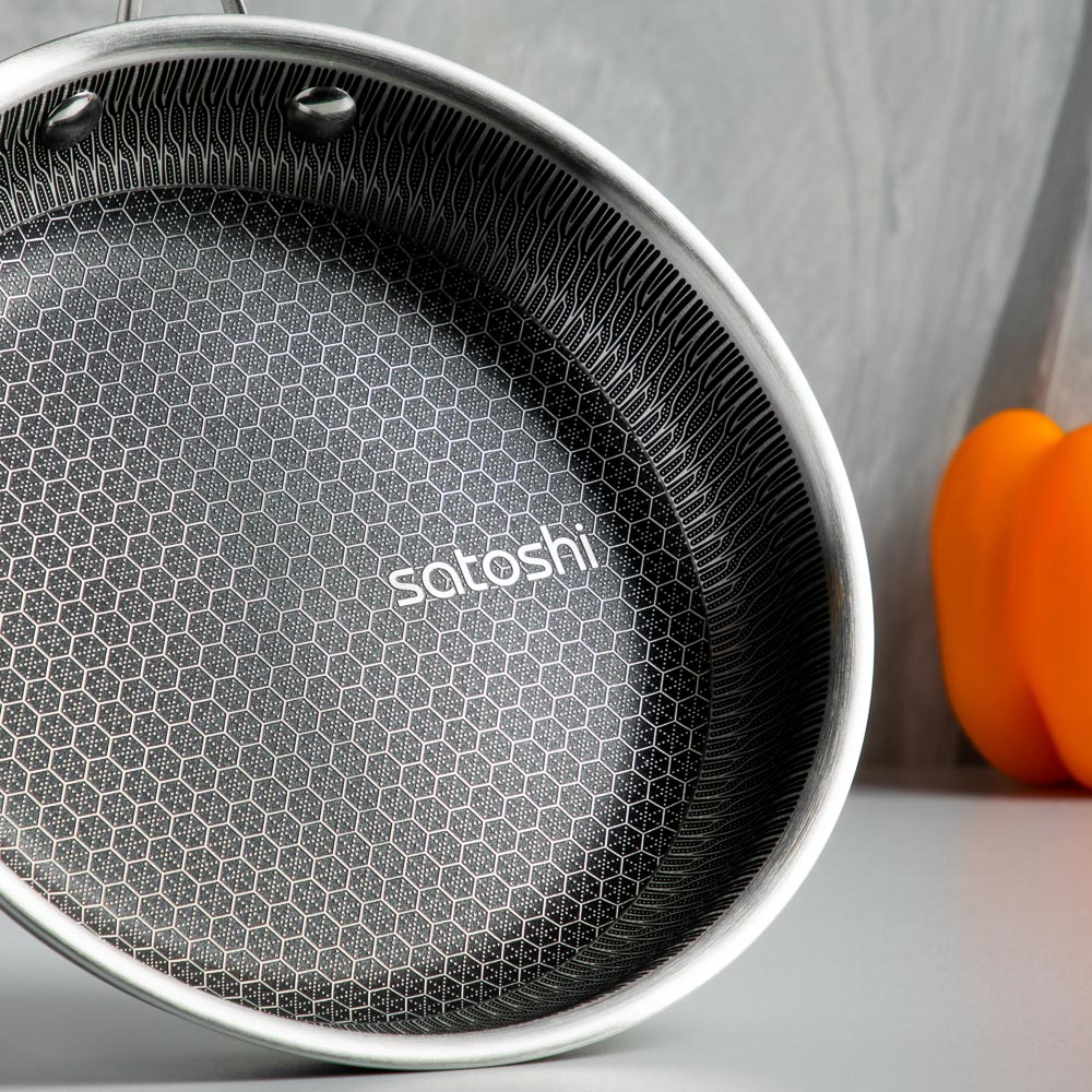 SATOSHI Савона Сковорода Triply 3-х слойная 20х4,0см, нерж.сталь 18/10, антиприг.покр. "соты", инд - #11