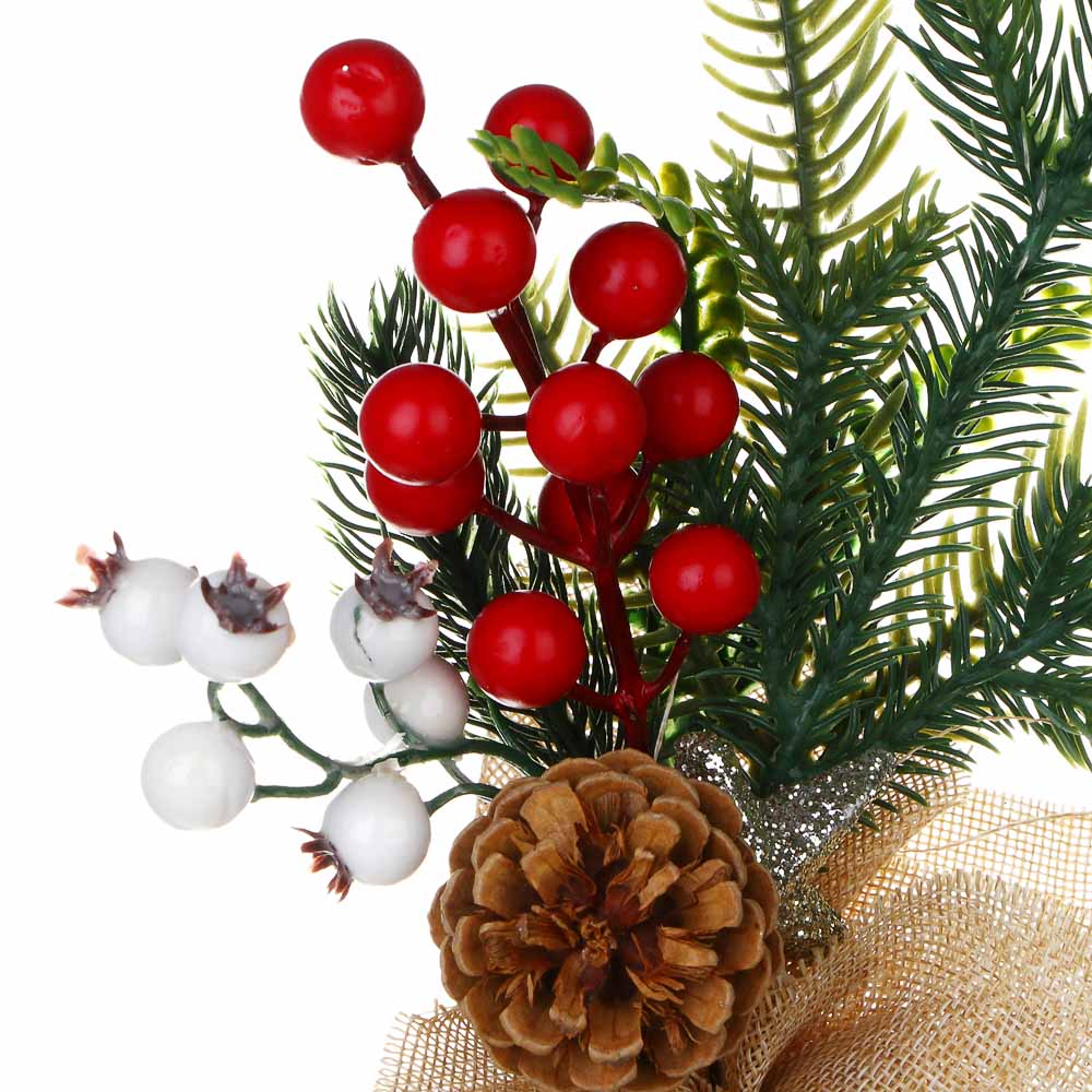 СНОУ БУМ Хвойный декор 29 см, пластик, пенопласт, металл, мешковина, дерево - #3