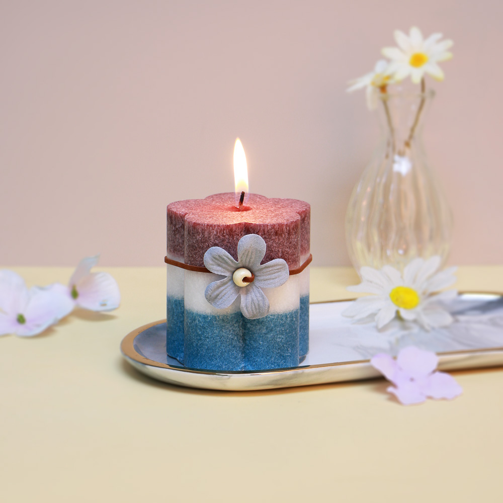 LADECOR Свеча ароматическая, в форме цветка, парафин, с декором, 8x7 см, аромат - мята - #1