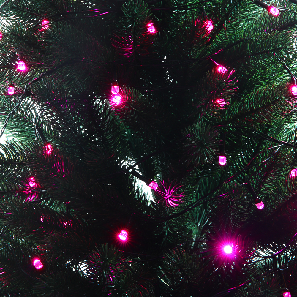 СНОУ БУМ Гирлянда эл. вьюн 10м, 100LED, розовый, 8 режимов, ПВХ черный, 220В - #10