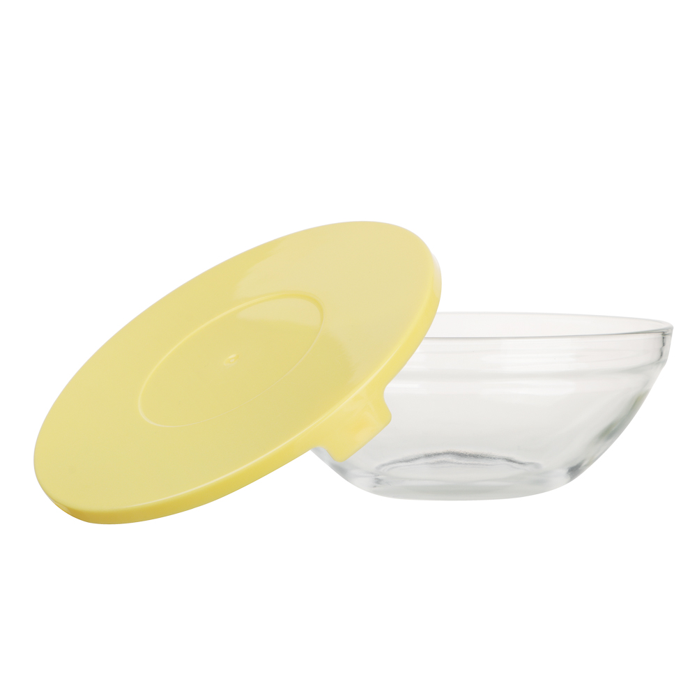 MILLIMI Набор салатников с крышкой 5 шт: 900/ 500/350/200/130 мл, стекло, пластик, желтый - #5