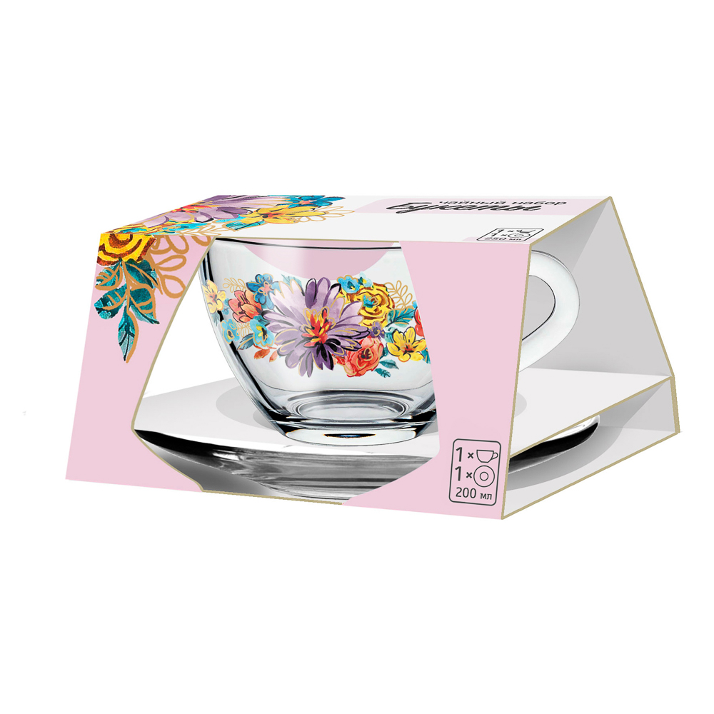 ОСЗ Чайная пара Прага, деколь Букеты, стекло, 4 дизайна - #4