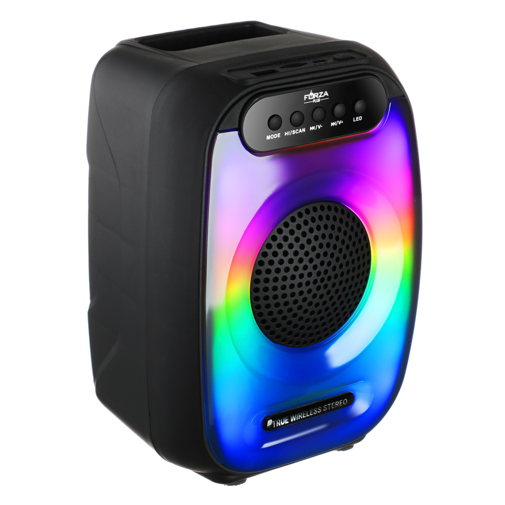 FORZA Колонка беспроводная, 5В, подсветка,1200 мАч,БТ,USB,Micro-SD,TWS,ВШГ 20x14x12см,чёрный,пластик - #3