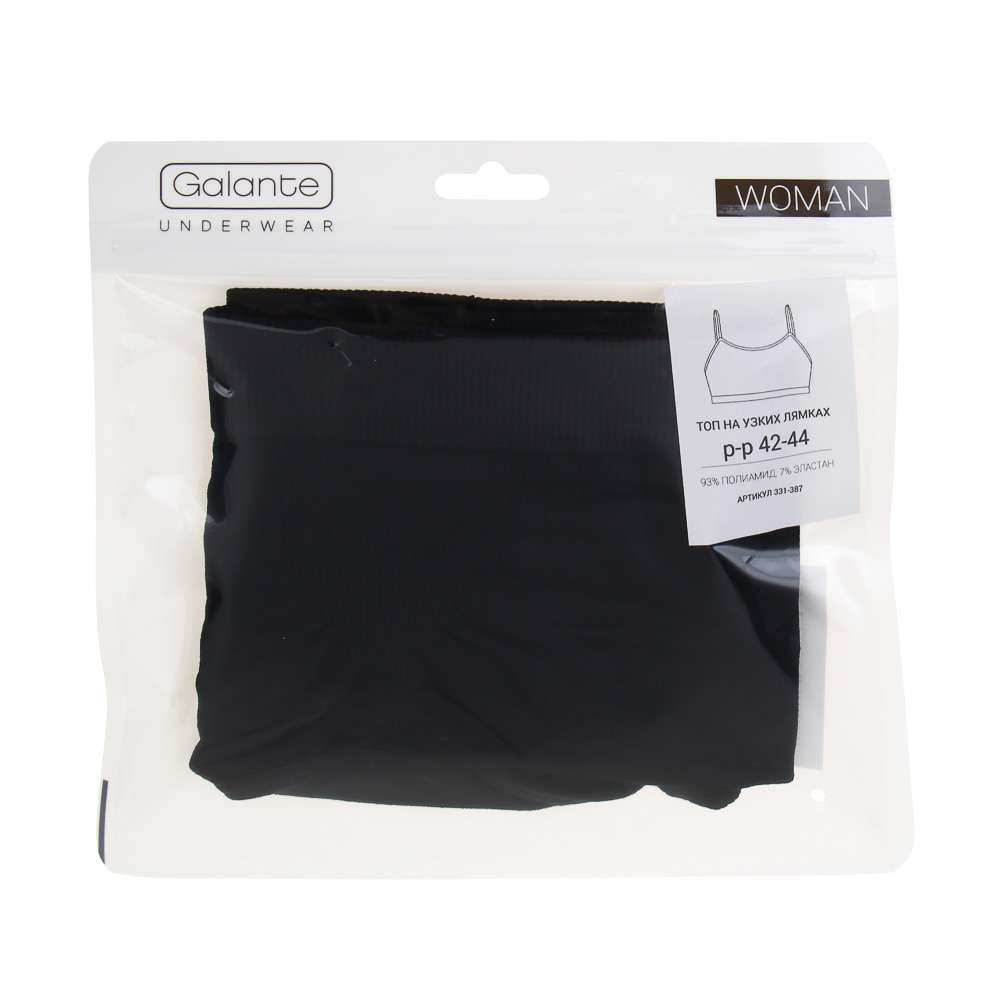 GALANTE Топ на узких лямках, р.42-44, 93%полиамид, 7% эластан, черный, НБ25-20 - #4