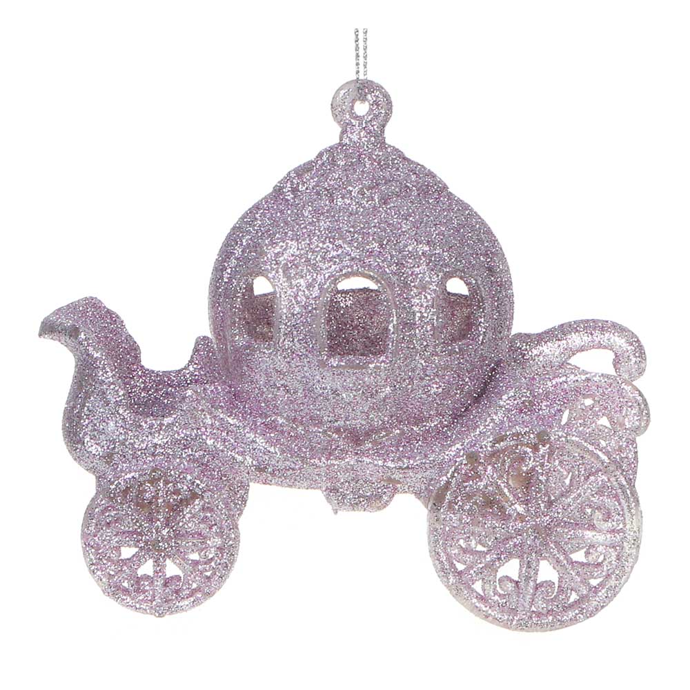 СНОУ БУМ Подвеска декоративная, карета, 11x6x10 см, пластик, глиттер, лиловый - #2